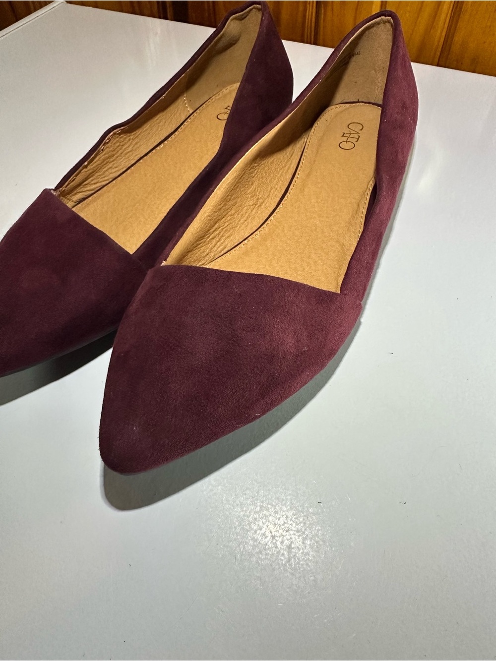 Cato Burgundy Pointed-Toe Flats